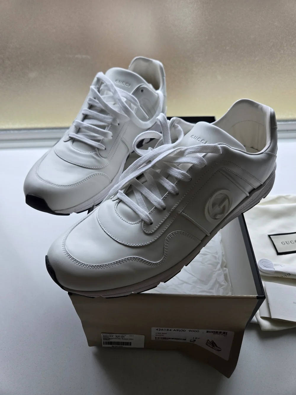 Gucci White Rhyton Leather Sneakers